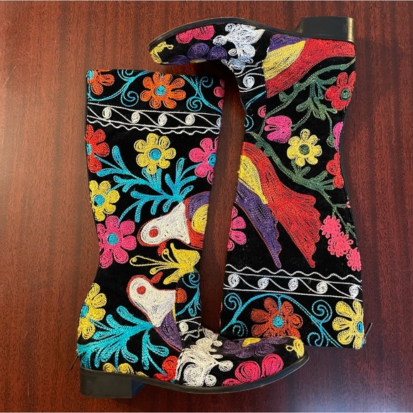 Suzani Embroidered Velvet Riding Boots - Picture 1 of 7